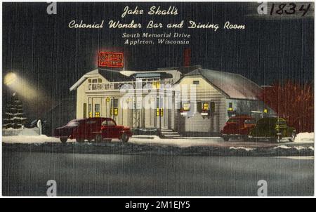 Jake Skall's Colonial Wonder Bar and Dining Room, South Memorial Drive, Appleton, Wisconsin, Restaurants, Tichnor Brothers Collection, Postkarten der Vereinigten Staaten Stockfoto