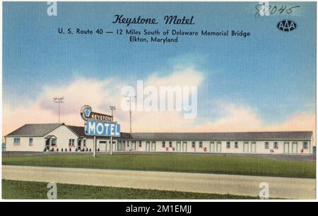 Keystone Motel, U. S. Route 40 -- 12 Meilen südlich von Delaware Memorial Bridge, Elkton, Maryland , Motels, Tichnor Brothers Collection, Postkarten der Vereinigten Staaten Stockfoto