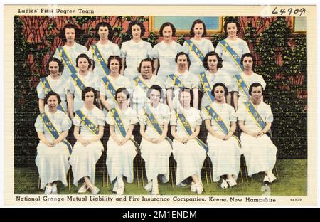 Ladys' First Degree Team, National Grange, Versicherungen auf Gegenseitigkeit und Feuerversicherung. Keene, New Hampshire, Commercial Facilities, Tichnor Brothers Collection, Postkarten der Vereinigten Staaten Stockfoto