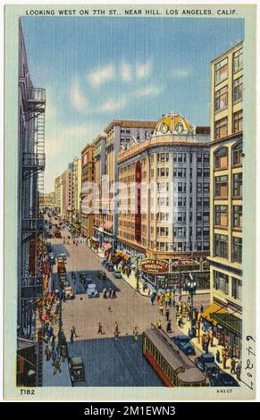 Nach Westen auf der 7. St., in der Nähe von Hill, Los Angeles, Kalifornien , Städte und Städte, Tichnor Brothers Collection, Postkarten der Vereinigten Staaten Stockfoto