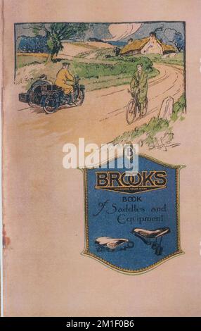 Brooks England Fahrradsattel Vintage Werbeschriften aus dem Jahr 1923 Stockfoto