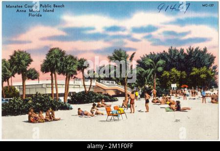 Manatee County Public Beach, Anna Maria Island, Florida , Strände, Tichnor Brothers Collection, Postkarten der Vereinigten Staaten Stockfoto