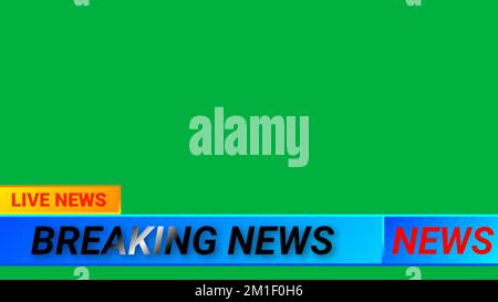 Abbildung mit Eilmeldungen auf grünem Bildschirm. Eilmeldung und Live-News-Bild. Stockfoto