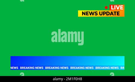 Abbildung mit Eilmeldungen und Live-Nachrichten auf grünem Bildschirm. Konzept für Tagesnachrichten. Stockfoto