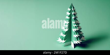 Schneiden von weihnachtsbaumpapier Stockfoto