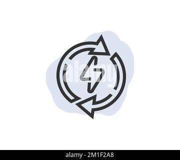 Logo des Symbols „Erneuerbare Energien“. Alternative Stromquellen. Energiebezogene Symbolgruppe. Ikonen für erneuerbare Energien, umweltfreundliche Technologie. Erneuerbar. Stock Vektor