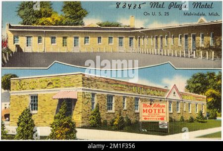 Mel Plaza Motel, ON U. S. 25, Melvindale, Michigan , Motels, Tichnor Brothers Collection, Postkarten der Vereinigten Staaten Stockfoto