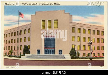 Memorial City Hall und Auditorium, Lynn, Mass. , City & Town Hall, Auditoriums, Tichnor Brothers Collection, Postkarten der Vereinigten Staaten Stockfoto