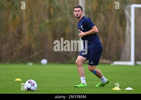 Die Hugo Cuypers von Gent wurden während eines Trainings im Wintertrainingslager der belgischen Fußballmannschaft KAA Gent in Oliva, Spanien, am Montag, den 12. Dezember 2022 aufgenommen. BELGA FOTO LUC CLAESSEN Stockfoto