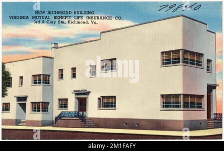 New Richmond Building, Virginia Mutual Benefit Life Insurance Co., 3. & Clay Sts., Richmond, Virginia , Handelseinrichtungen, Tichnor Brothers Collection, Postkarten der Vereinigten Staaten Stockfoto