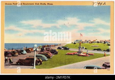Ocean Park and Boulevard, Oak Bluffs, Massachusetts , Cities & Towns, Tichnor Brothers Collection, Postkarten der Vereinigten Staaten Stockfoto