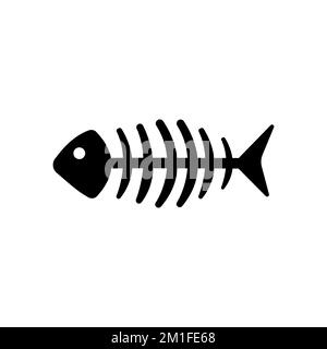 Darstellung des schwarzen Zeichensymbols eines Fischskeletts Stock Vektor