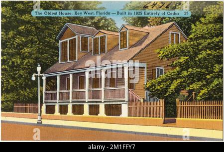 Das älteste Haus, Key West, Florida - erbaut 1825 komplett aus Zedernholz, Häusern, Tichnor Brothers Collection, Postkarten der Vereinigten Staaten Stockfoto