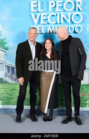 12. Dezember 2022, Madrid, Madrid, Spanien: Tom Hanks, Mariana Trevino, Marc Forster nimmt am 12. Dezember 2022 im Ritz Hotel in Madrid, Spanien, â€˜Photocall Im Ottoâ€™ Teil (Kreditbild: © Jack Abuin/ZUMA Press Wire) Stockfoto