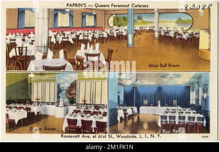 Paprin's -- Queens führende Caterer, Roosevelt Ave., 61. St., Woodside, L. I., N. Y. , Restaurants, Bars, Tichnor Brothers Collection, Postkarten der Vereinigten Staaten Stockfoto