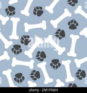 Knochen- und Hundeabdrücke, nahtloses Muster Stock Vektor