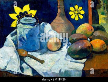 Still Life mit Teekanne und Obst von Paul Gauguin (1848-1903), Öl auf Leinwand, 1896 Stockfoto