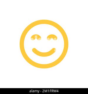 Lächelsymbol, fröhliches Gesicht, lächelnde Emoji, gelber Aufkleber. Flache Vektordarstellung isoliert auf Weiß. Stock Vektor