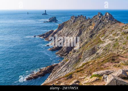 Malerischer Blick auf die Landzunge Pointe du Raz in der Bretagne Frankreich Stockfoto