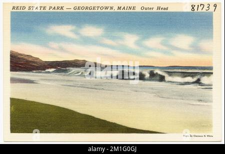 Reid State Park -- Georgetown, Maine, Outer Head , Strände, Parks, Tichnor Brothers Collection, Postkarten der Vereinigten Staaten Stockfoto