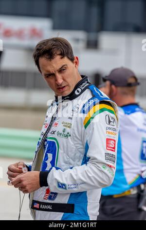 GRAHAM RAHAL (15) aus New Albany, Ohio, qualifiziert sich für den Sonsio Grand Prix auf der Road America at Road America in Plymouth, WI, USA. Stockfoto