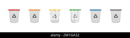 Recycle bins. Waste baskets. Trash bin icons. Separation recycle bins collection. Vector illustration Stock Vektor
