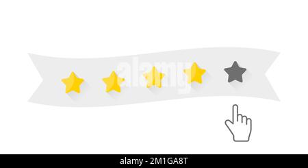 Bewertung. Bewertung mit fünf Sternen und positives Feedback. Kundenzufriedenheit. Prüfung der Auswahlbewertung. Vektordarstellung Stock Vektor