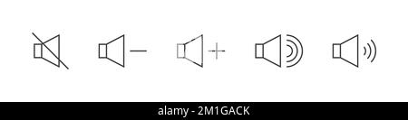 Sound-Symbol-Sammlung. Lautsprechersymbole. Symbole für die Lautstärkeregelung. Vektordarstellung Stock Vektor