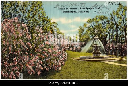 Smith Monument, Brandywine Park, Wilmington, Delaware, Denkmäler und Gedenkstätten, Parks, Tichnor Brothers Collection, Postkarten der Vereinigten Staaten Stockfoto