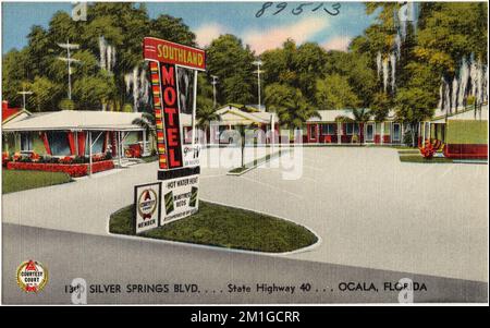 Southland Motel, 1300 Silver Springs Blvd., State Highway 40, Ocala, Florida , Motels, Tichnor Brothers Collection, Postkarten der Vereinigten Staaten Stockfoto