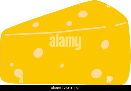 Käse im flachen Cartoon-Stil. Handgezeichnete Vektordarstellung von Milchprodukten, Hartkäse Stock Vektor