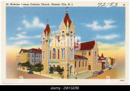 St. Nicholas römisch-katholische Kirche, Atlantic City, N. J., Kirchen, Tichnor Brothers Collection, Postkarten der Vereinigten Staaten Stockfoto
