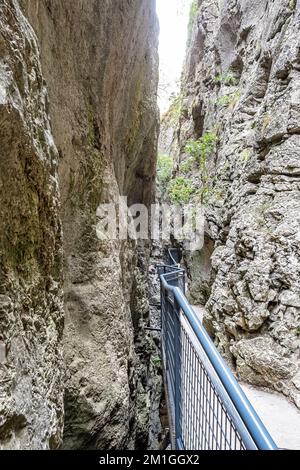 La Yecla Schlucht, Provinz Burgos, Spanien. Es ist eine Tiefe und schmale Schlucht in Kalkstein Materialien modelliert Stockfoto