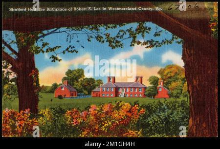 Stratford Hall, der Geburtsort von Robert E. Lee in Westmoreland County, Virginia , Historische Gebäude, Tichnor Brothers Collection, Postkarten der Vereinigten Staaten Stockfoto