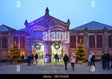 Covered Market of Colmar (Le Marché Couvert de Colmar) Colmar, Frankreich - Dezember 2022 Stockfoto