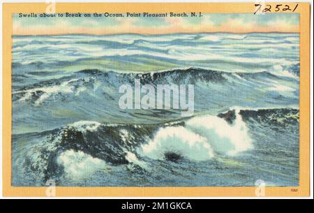 Die Wellen brechen gleich auf dem Ozean, Point Pleasant Beach, N. J., Seas, Tichnor Brothers Collection, Postkarten der Vereinigten Staaten Stockfoto
