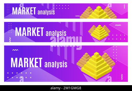 Satz horizontaler Banner in gängigen Größen für Marktanalysen für Druck und Design. Vektor-Illustrator Stock Vektor