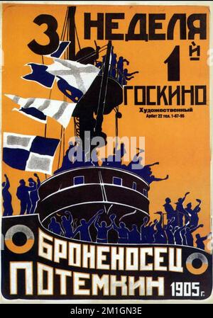 SCHLACHTSCHIFF POTEMKIN 1925 Sowjetischer Stummfilm unter Regie von Sergei Eisenstein. Das Original-1925-Poster Stockfoto