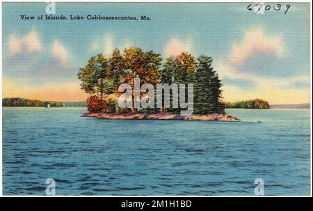 Blick auf die Inseln, Lake Cobbosseecontee, Me. , Lakes & Ponds, Tichnor Brothers Collection, Postkarten der Vereinigten Staaten Stockfoto