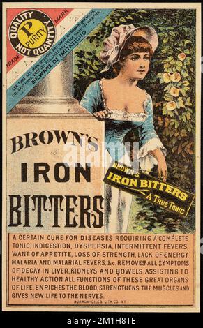 Brown's Iron Bitters - ein echtes Tonikum. , Frauen, Bitter, amerikanische Handelskarten des 19.. Jahrhunderts Stockfoto