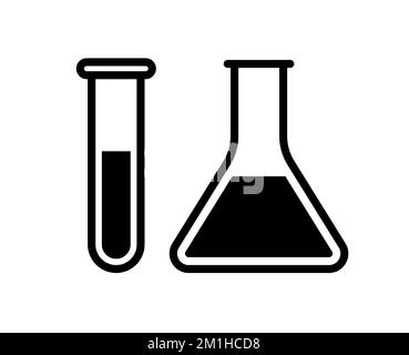 Icon-Reagenzglas für Laborbecher. Chemie experimentelle Logo Labor Blase Vektor-Symbol Stock Vektor