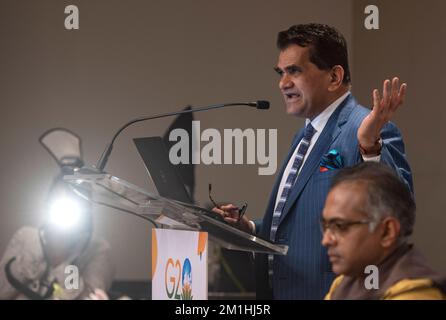 Mumbai, Indien. 12.. Dezember 2022. MUMBAI, INDIEN - DEZEMBER 12: Indiens G-20 Sherpa Amitabh Kant spricht am 12. Dezember 2022 im Jio Centre, BKC, in Mumbai, Indien, auf einer Pressekonferenz. G20 Sherpa Amitabh Kant sagte am Montag, vor der ersten Sitzung der Entwicklungsarbeitsgruppe am 13-16. Dezember in Mumbai, dass Indien der G20-Präsidentschaft Gelegenheit gegeben hat, die Tagesordnung festzulegen, anstatt sich an die von anderen Nationen festgelegten zu halten. (Foto: Satish Bate/Hindustan Times/Sipa USA) Guthaben: SIPA USA/Alamy Live News Stockfoto