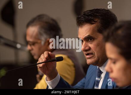 Mumbai, Indien. 12.. Dezember 2022. MUMBAI, INDIEN - DEZEMBER 12: Indiens G-20 Sherpa Amitabh Kant spricht am 12. Dezember 2022 im Jio Centre, BKC, in Mumbai, Indien, auf einer Pressekonferenz. G20 Sherpa Amitabh Kant sagte am Montag, vor der ersten Sitzung der Entwicklungsarbeitsgruppe am 13-16. Dezember in Mumbai, dass Indien der G20-Präsidentschaft Gelegenheit gegeben hat, die Tagesordnung festzulegen, anstatt sich an die von anderen Nationen festgelegten zu halten. (Foto: Satish Bate/Hindustan Times/Sipa USA) Guthaben: SIPA USA/Alamy Live News Stockfoto