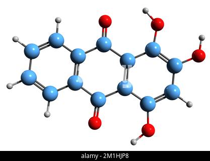 3D-Bild einer Munistin-Skelettformel - molekularchemische Struktur phytochemischer Isolationen auf weißem Hintergrund Stockfoto
