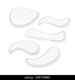 Kosmetische Gel Abstrich Creme weiße Lotion isoliert. Cremiger Tropfen Hautpflegegel Gesicht Beauty-Produkt Flüssigkeit Stock Vektor