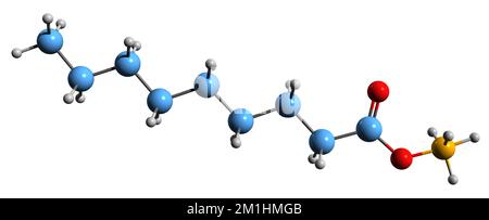 3D-Bild einer Ammoniumnonanoat-Skelettformel - molekularchemische Struktur eines auf weißem Hintergrund isolierten Kontaktherbizids Stockfoto