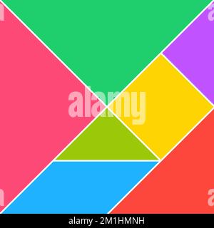 Tangram-Puzzle-Quadrat-Set. Vektordreieck Vorlage für geometrisches Tangogramm chinesisch traditionell Stock Vektor