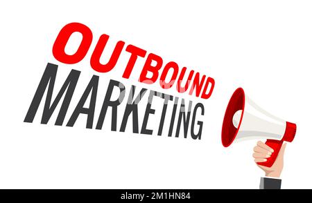 Konzept für Outbound-Marketing-Vektorwerbung. Megafone-Marketing-Werbung Stock Vektor