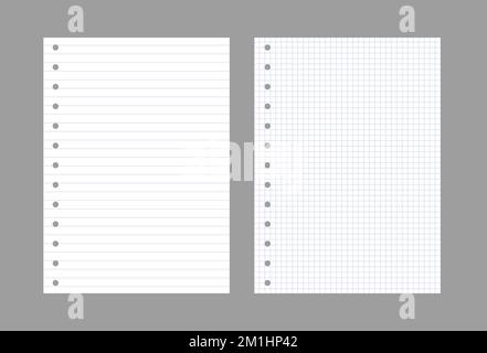Hintergrund der Papierseite des Übungsbuchs. Notizbuch, liniertes Strukturmuster Stock Vektor