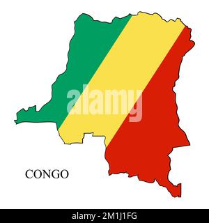 Kartenvektordarstellung der Republik Kongo. Weltwirtschaft. Berühmtes Land. Zentralafrika. Afrika. Stock Vektor